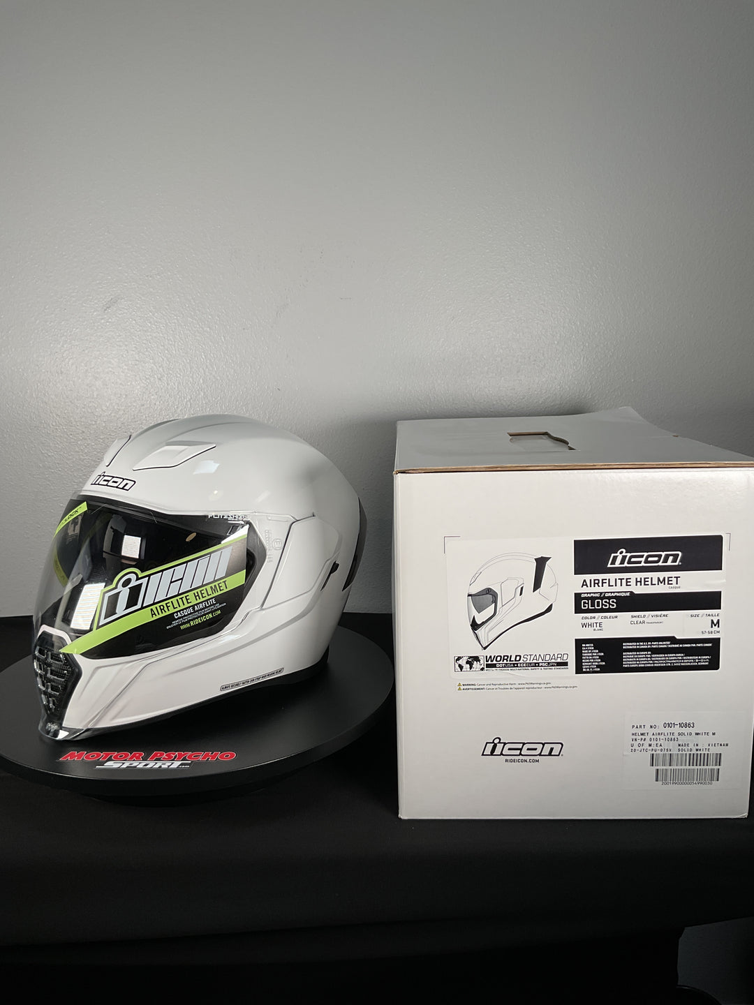 Icon Airflite Helmet - Size Medium -  Gloss White - Used Like New