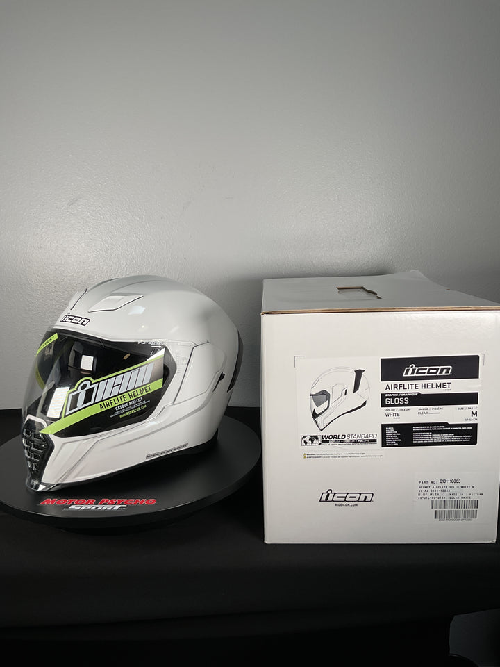 Icon Airflite Helmet - Size Medium -  Gloss White - Used Like New