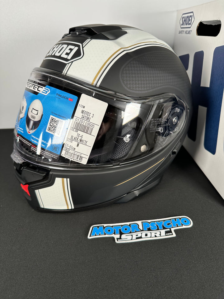 Shoei Neotec 3 Satori Modular Helmet - TC-5 Matte Black/White - Size Medium - USED / OPEN BOX