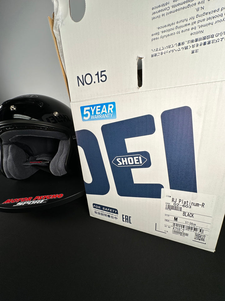 Shoei RJ Platinum-R Open-Face Helmet - Black - Size Medium - USED GOOD