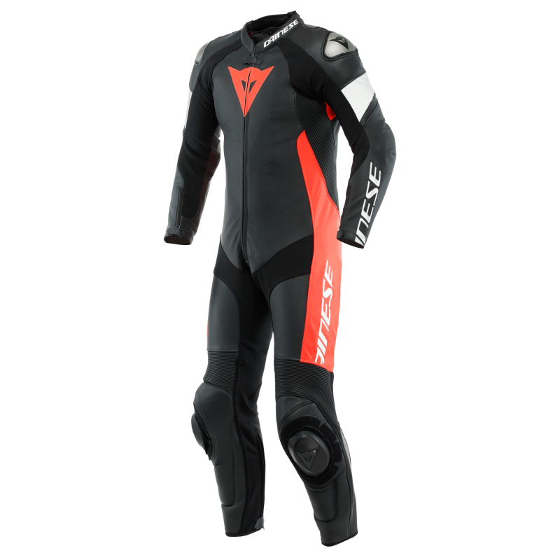 Dainese Tosa 1PC Leather Suit Perforated Black/Fluorescent Red/White