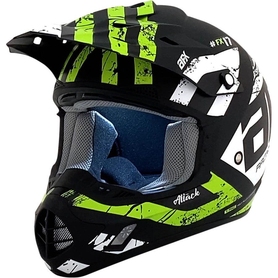 AFX FX-17Y Attack Helmet - Matte Black/Green - Motor Psycho Sport
