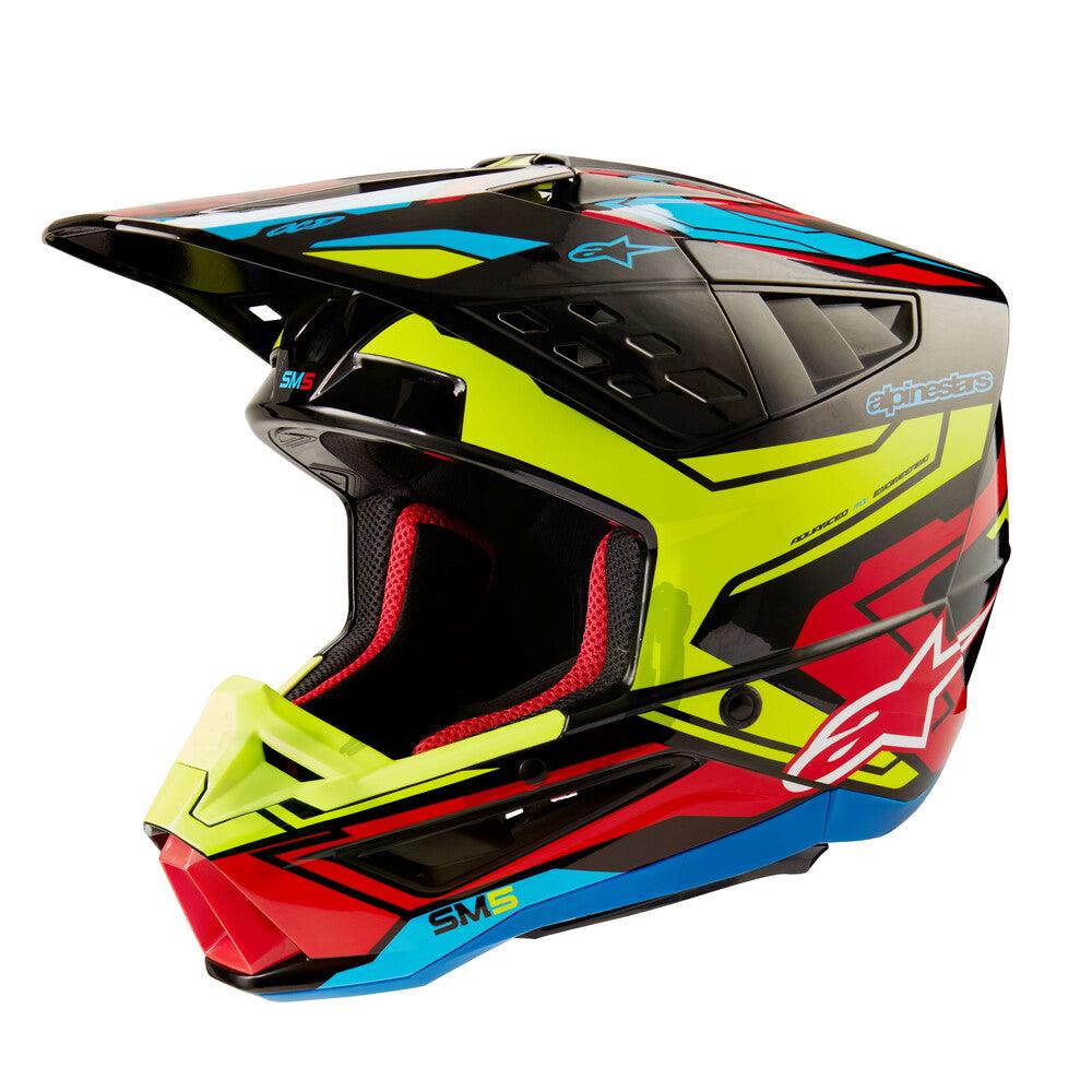 bright motorcycle helmet Alpinestars S-M5 Helmet - Action 2 - Black/Yellow/Bright Red Glossy