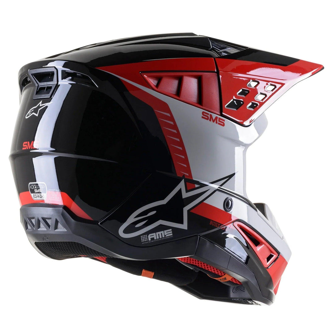 Alpinestars SM5 Beam Black/Gray/Red Glossy Helmet - Motor Psycho Sport