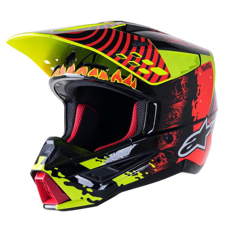 Alpinestars Sm5 Solar Flare Helmet - Black/Red Fluo/Yellow Fluo Glossy - Motor Psycho Sport