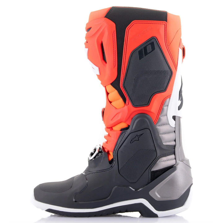 Alpinestars Tech 10 Boots - Black/Red Fluo/Orange Fluo/White - Motor Psycho Sport