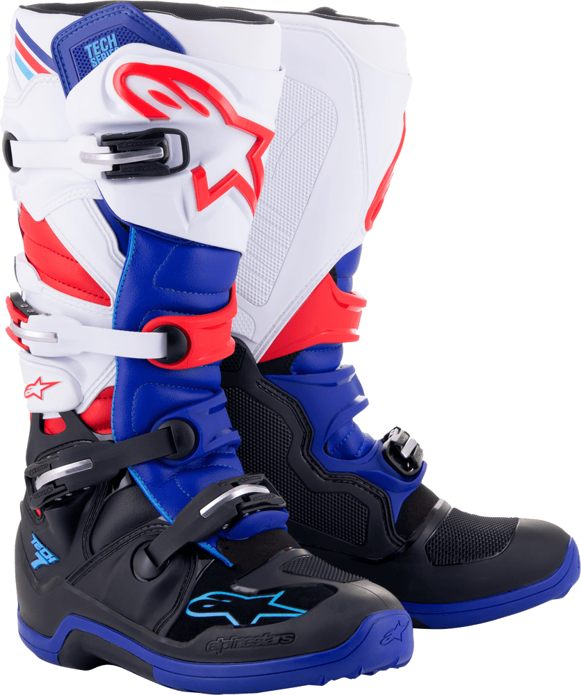 Alpinestars Tech 7 Boots - Black/Dark Blue/Red/White - Motor Psycho Sport