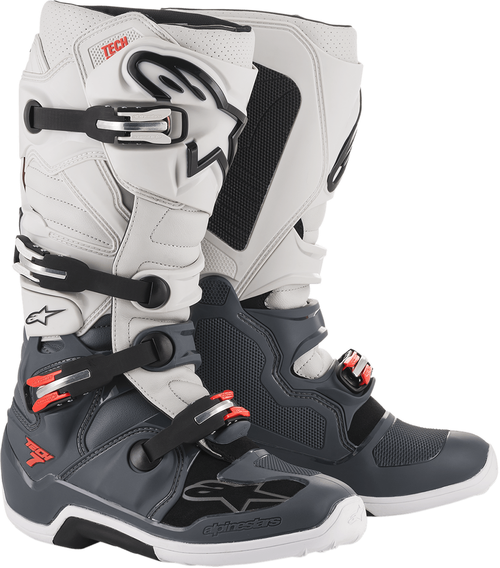 Alpinestars Tech 7 Gray/White Boots - Motor Psycho Sport