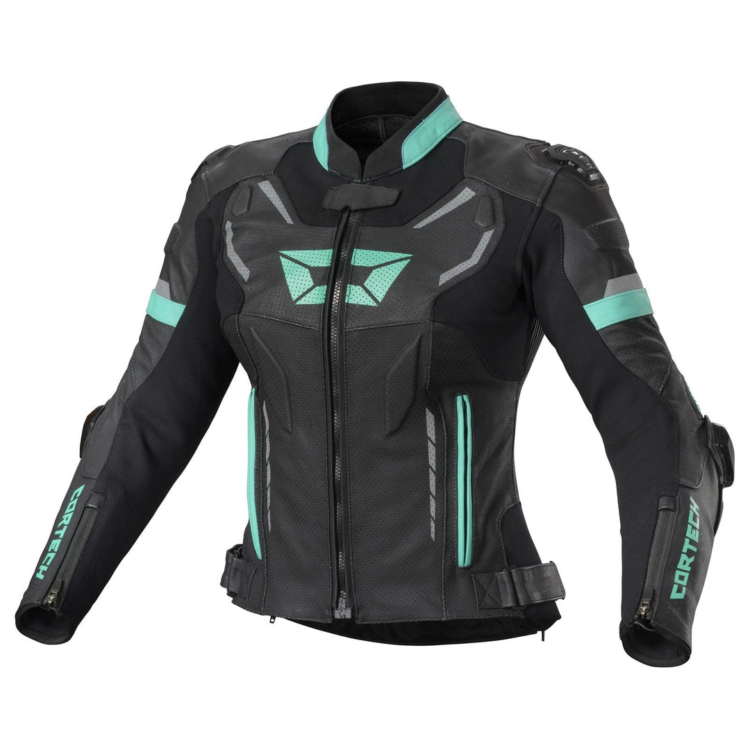 Cortech Revo Sport Air Women's Leather Jacket - Black/Teal - Motor Psycho Sport