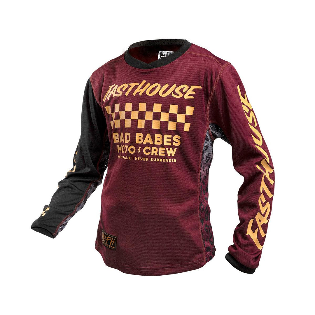 Fasthouse Girl's Grindhouse Golden Crew Jersey - Maroon - Motor Psycho Sport
