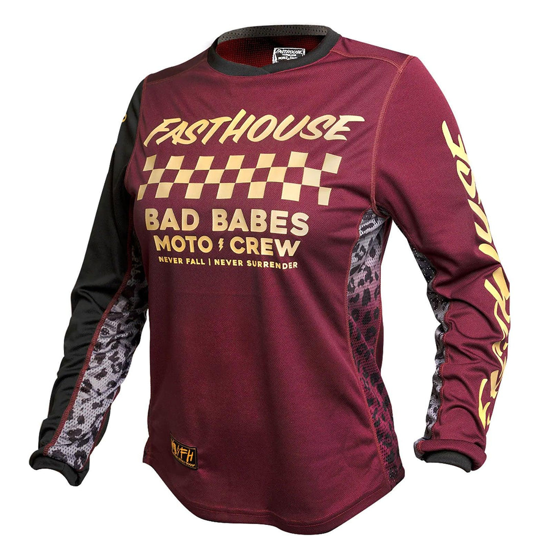 Fasthouse Women's Grindhouse Golden Crew Jersey - Maroon - Motor Psycho Sport