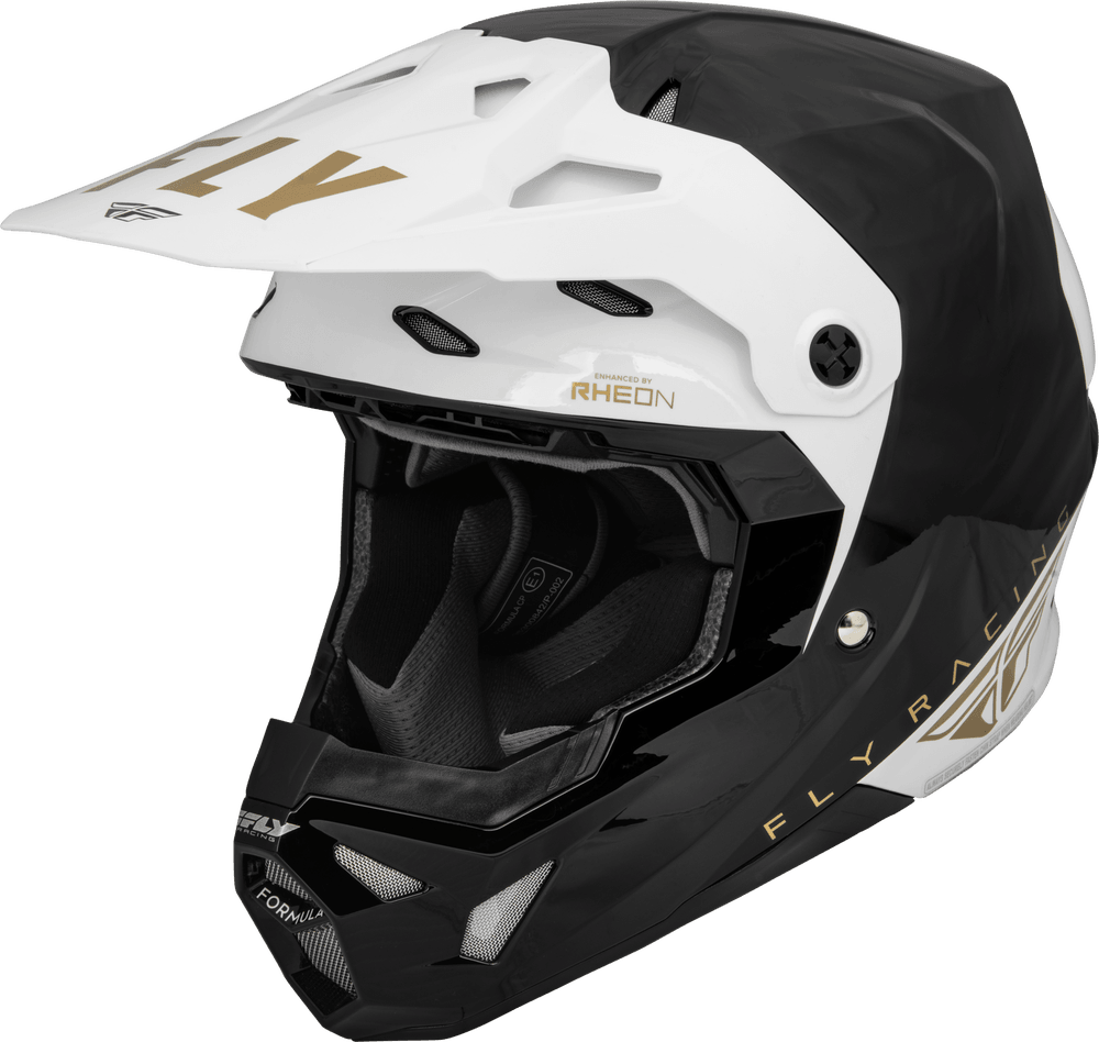 Fly Racing Formula CP Slant Helmet Black/White/Gold - Motor Psycho Sport