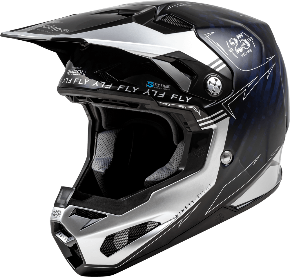 blue carbon fiber motorcycle helmet Fly Racing Formula S Carbon Legacy Helmet Blue Carbon/Silver – Motor Psycho Sport