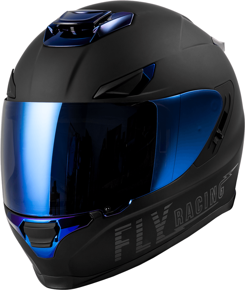 black matte motorcycle helmet chrome Fly Racing Sentinel Recon Black-Purple Xl flow ventilation system and adjustable intake vents ensure a cool and dry environment Sentinel Recon Helmet Matte Black/Blue