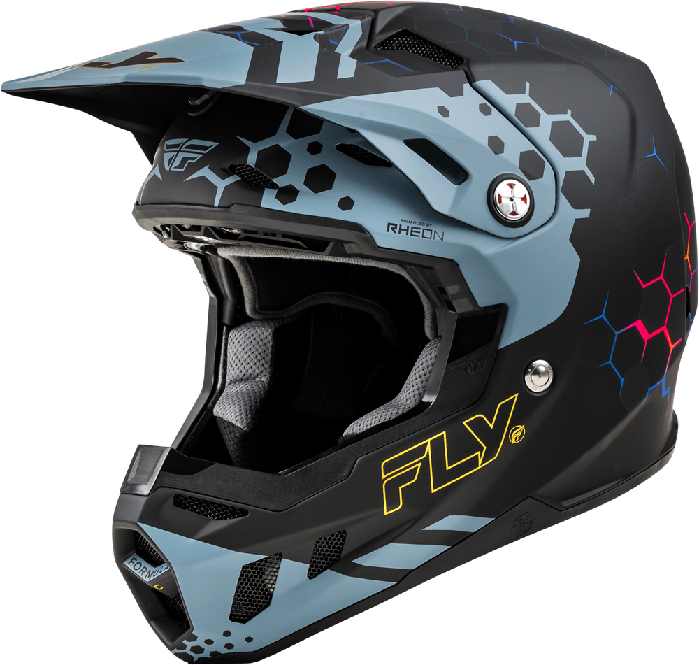 Fly Racing Youth Formula CC Tektonic Helmet Matte Blk/Slate/Blue - Motor Psycho Sport