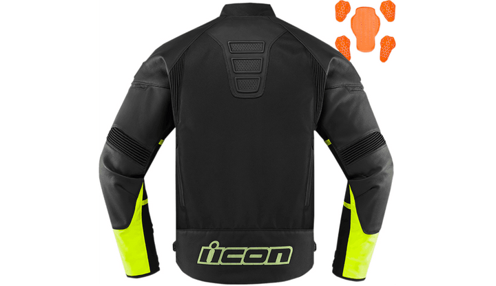 Icon Contra 2 Leather Jacket Black/Hi-Viz CE Jacket - Motor Psycho Sport