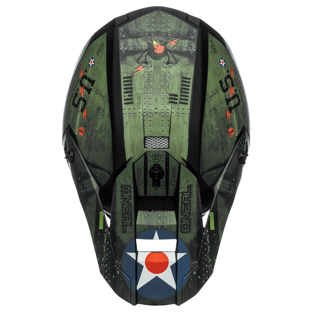 O'Neal 5 SRS Warhawk Helmet Black/Green - Motor Psycho Sport