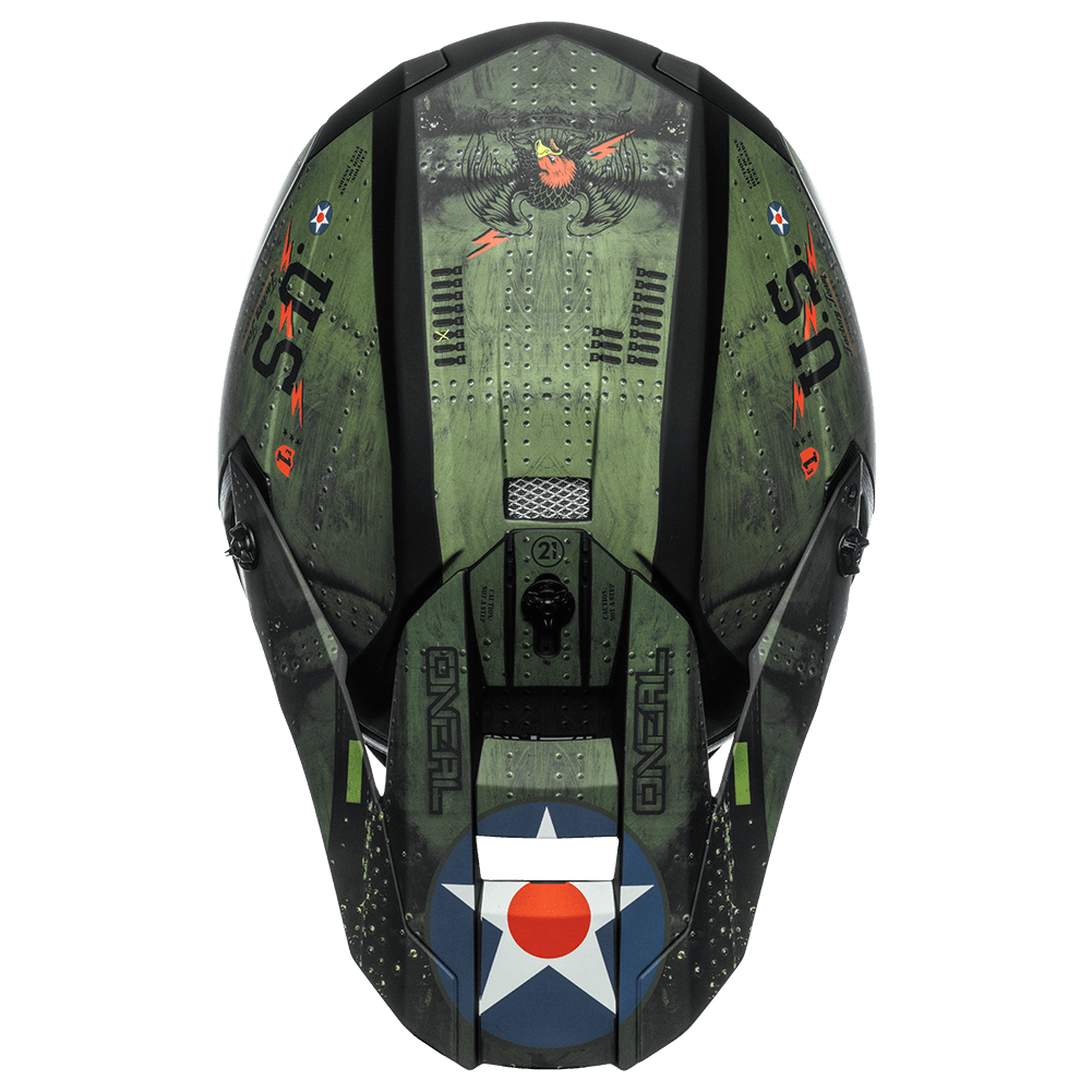 O'Neal 5 SRS Warhawk Helmet Black/Green - Motor Psycho Sport