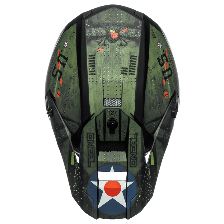 O'Neal 5 SRS Warhawk Helmet Black/Green - Motor Psycho Sport