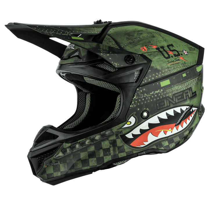 O'Neal 5 SRS Warhawk Helmet Black/Green - Motor Psycho Sport