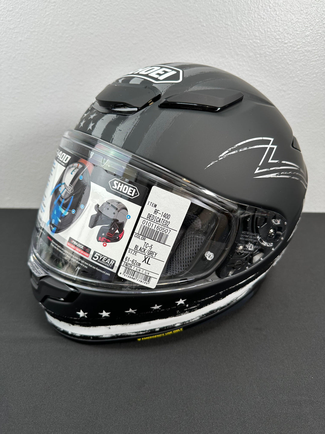 Shoei RF-1400 Dedicated 2 Helmet Matte TC-5 Black/White - Size XL - OPEN BOX - Motor Psycho Sport