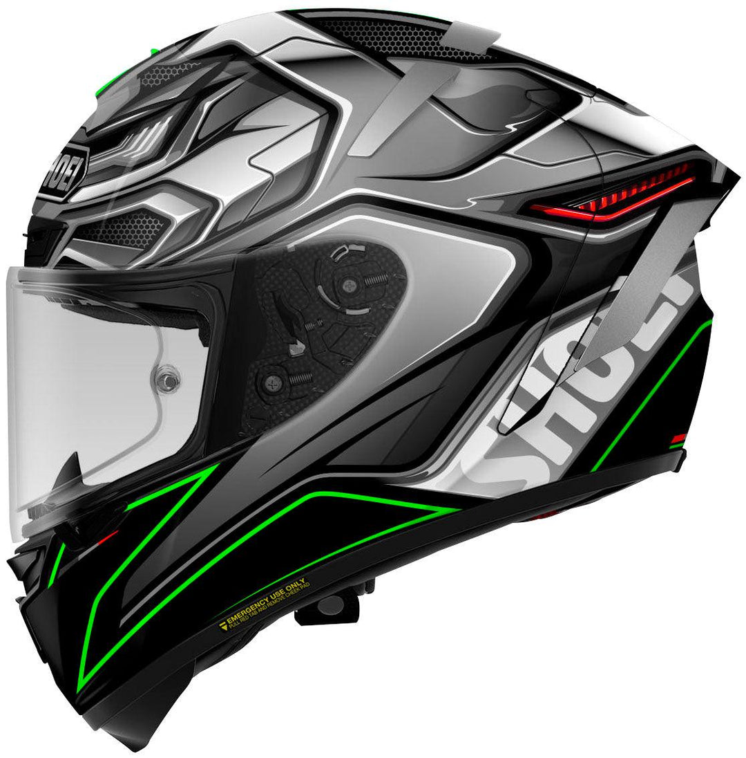 Shoei X-Fourteen Aerodyne Helmet - TC-4 Gray/Green - Motor Psycho Sport