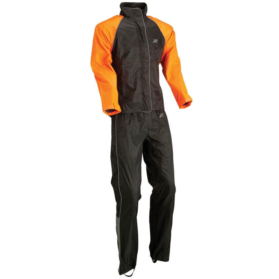 Z1R Women's 2-Piece Rainsuit - Black/Orange - Motor Psycho Sport