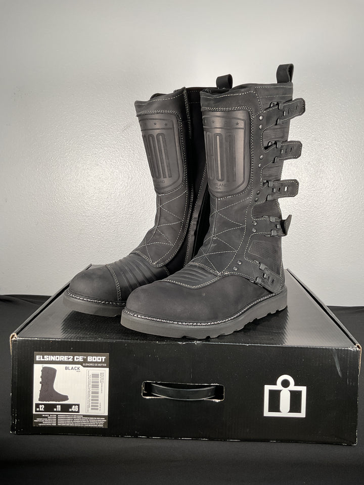 Icon Elsinore 2 Boots - Black - US Size 12 - Used Like New
