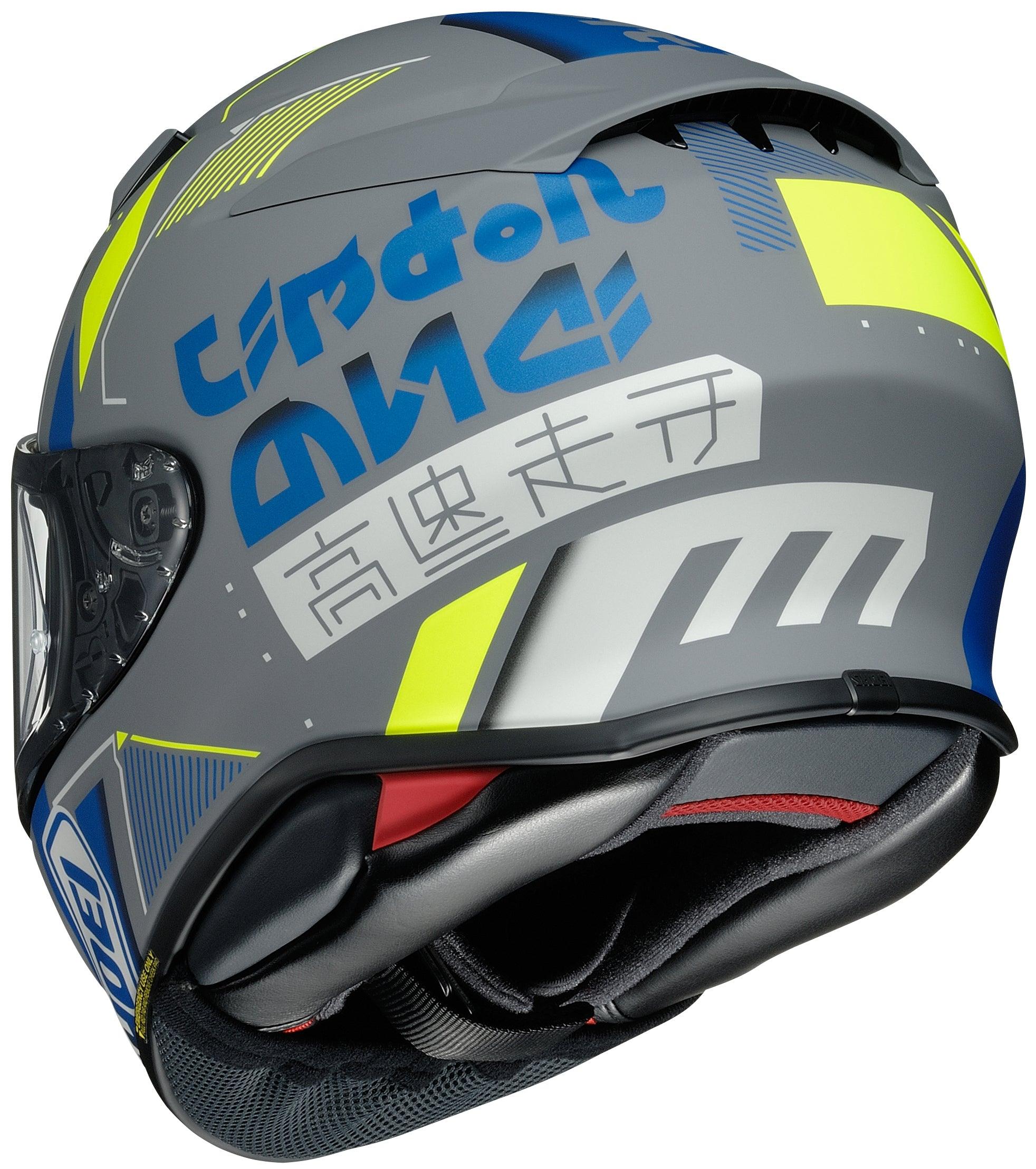 Shoei RF-1400 Accolade Helmet - TC-10 Gray/Hi-Viz/Blue – Motor