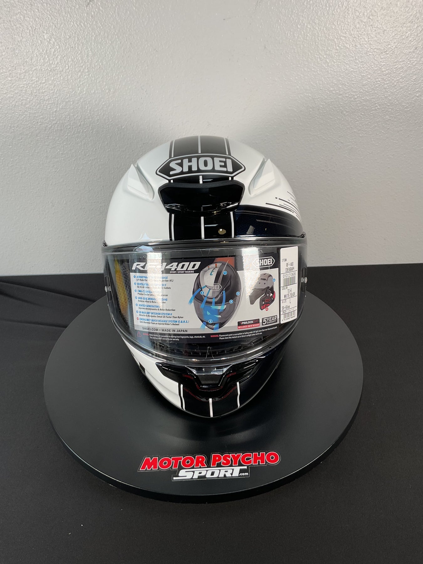 shoei 0109-3105-03 rf-1200 flagger helmet m black white Variable while upward lift and drag were reduced in comparison to its predecessor Shoei RF-1400 Ideograph Motorcycle Helmet