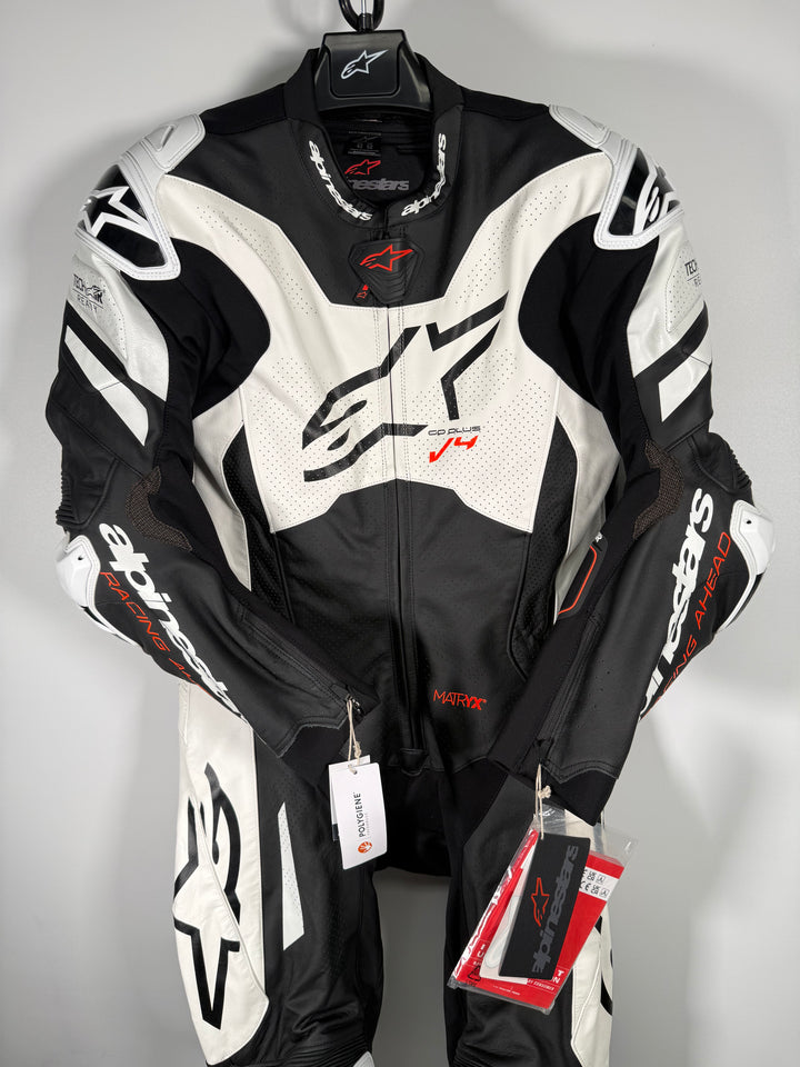 Alpinestars GP Plus V4 Sprint 1 Piece Leather Suit - Fluo/Mid Red/White - Size Euro 52 - OPEN BOX