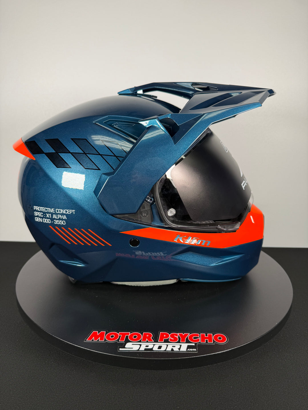 KLIM X1 ALPHA HELMET ECE/DOT-GLOSS CONCEPT PETROL - STRIKE ORANGE - Size XS - OPEN BOX