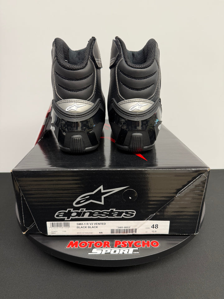 ALPINESTARS SMX-1 R V2 VENTED BOOTS - BLACK/BLACK - Size EU 48 / US 12.5 - OPEN BOX / FINAL SALE / NO RETURNS
