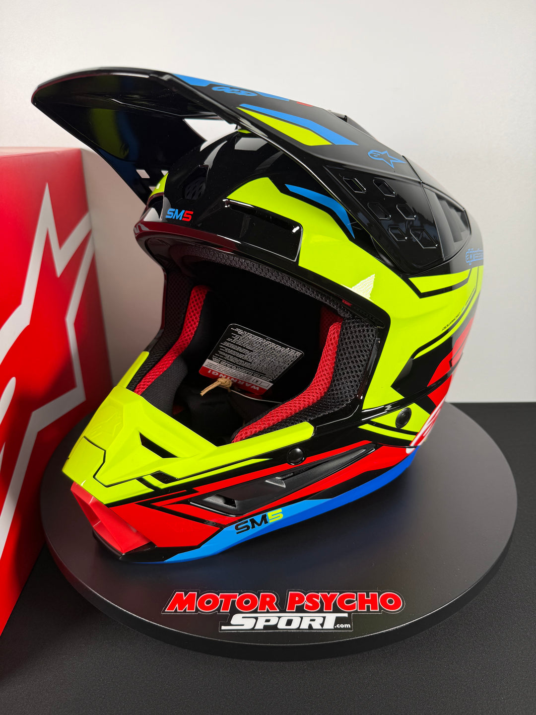 bright motorcycle helmet Alpinestars S-M5 Action 2 Helmet Black/Yellow Fluo/Bright Red Glossy
