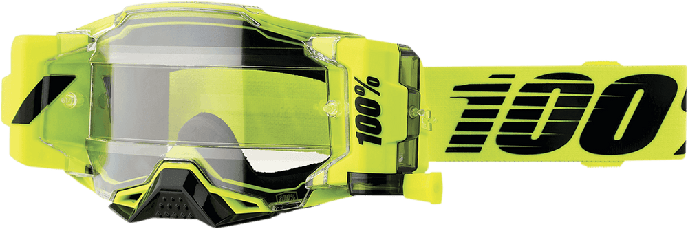 100% Armega Forecast Goggles - Nuclear Citrus Frame - Clear Lens - Motor Psycho Sport