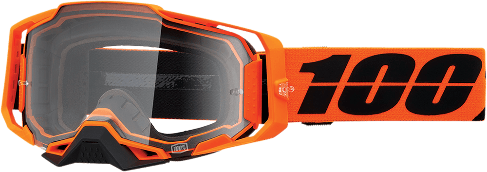 100% Armega Goggles - CW2 Orange/Black Frame - Clear Lens - Motor Psycho Sport