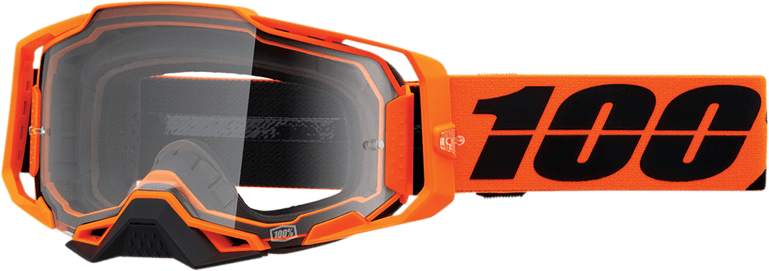 100% Armega Goggles - CW2 Orange/Black Frame - Clear Lens - Motor Psycho Sport