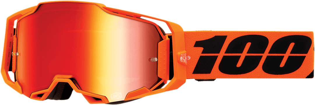 100% Armega Goggles - CW2 Orange/Black Frame - Mirrored Lens - Motor Psycho Sport