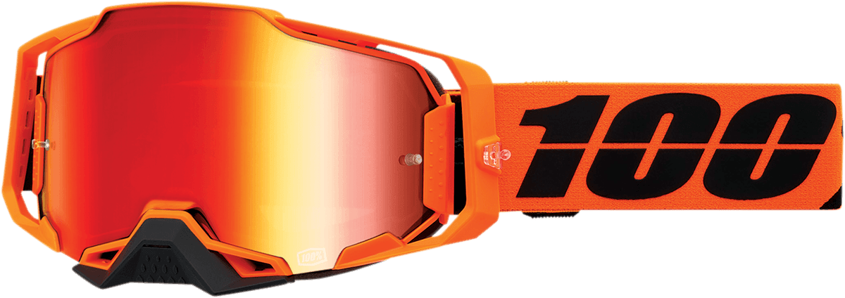 100% Armega Goggles - CW2 Orange/Black Frame - Mirrored Lens - Motor Psycho Sport