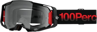 100% Armega Goggles - Tzar Black/Red/Gray Frame - Clear Lens - Motor Psycho Sport