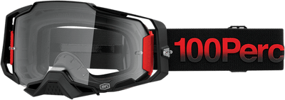 100% Armega Goggles - Tzar Black/Red/Gray Frame - Clear Lens - Motor Psycho Sport