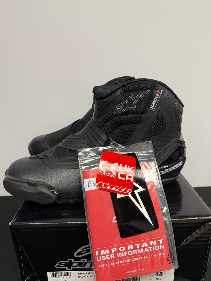 ALPINESTARS SMX-1 R V2 VENTED BOOTS - BLACK/BLACK - Size EU 48 / US 12.5 - OPEN BOX / FINAL SALE / NO RETURNS
