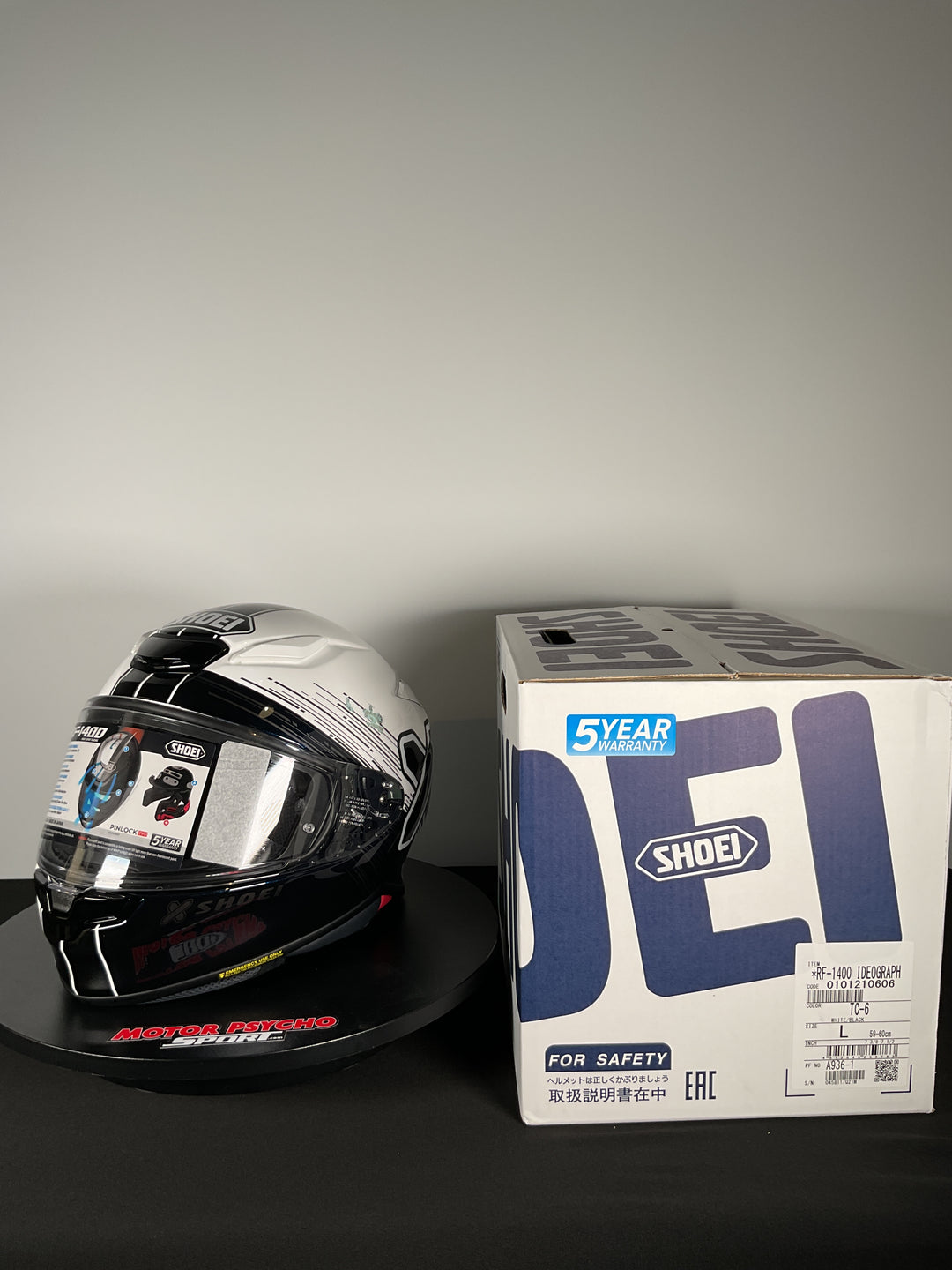 Shoei RF-1400 Ideograph Helmet - TC-6 White/Black - Size L - Used Fair Blem