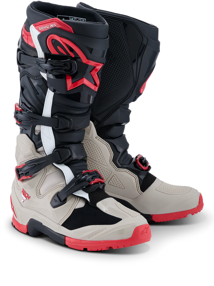 2026 Alpinestars Tech 7 Enduro Boots - Black/Light Gray/Bright Red