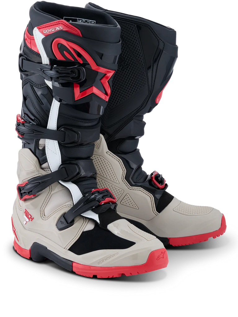 2026 Alpinestars Tech 7 Enduro Boots - Black/Light Gray/Bright Red