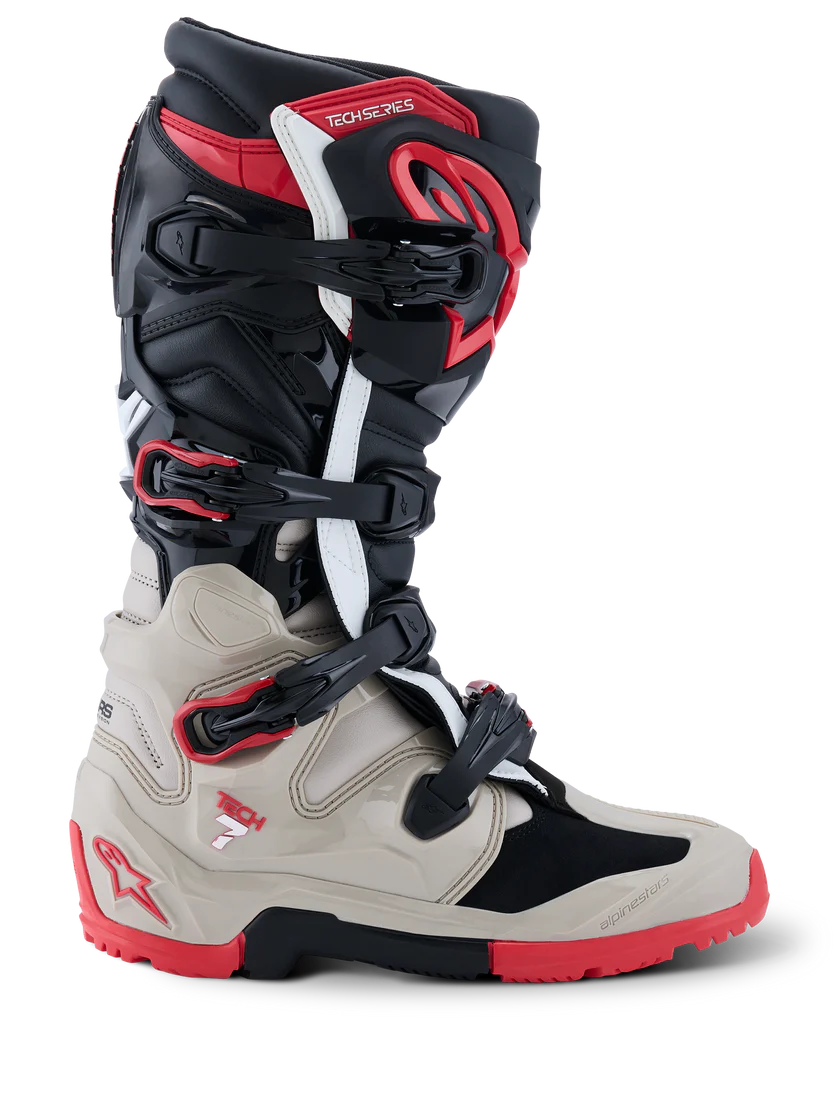 2026 Alpinestars Tech 7 Enduro Boots - Black/Light Gray/Bright Red