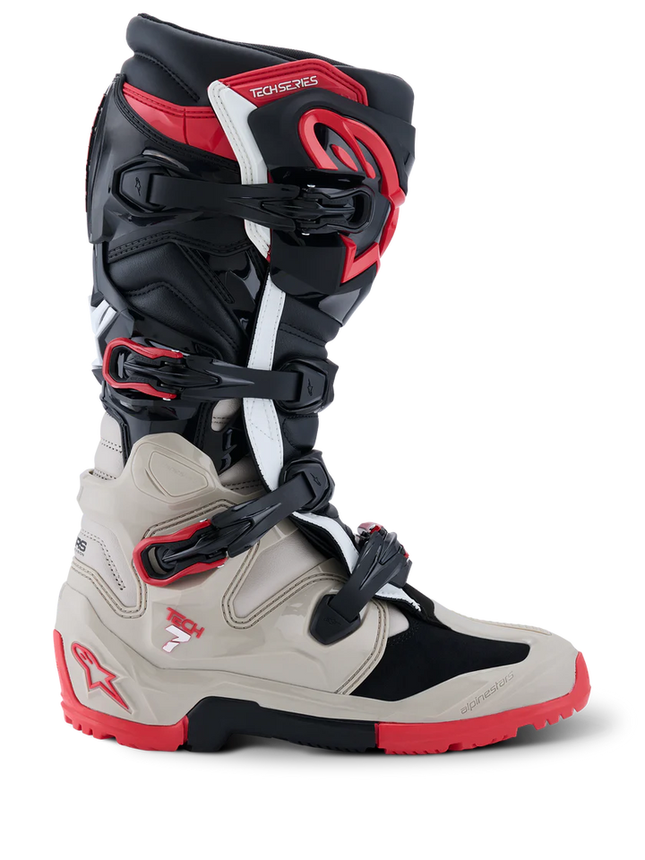 2026 Alpinestars Tech 7 Enduro Boots - Black/Light Gray/Bright Red