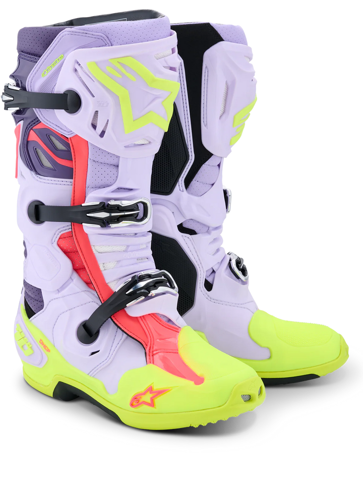 Alpinestars Tech 10 Supervented Boots - Purple/Yellow Fluo/Diva Pink