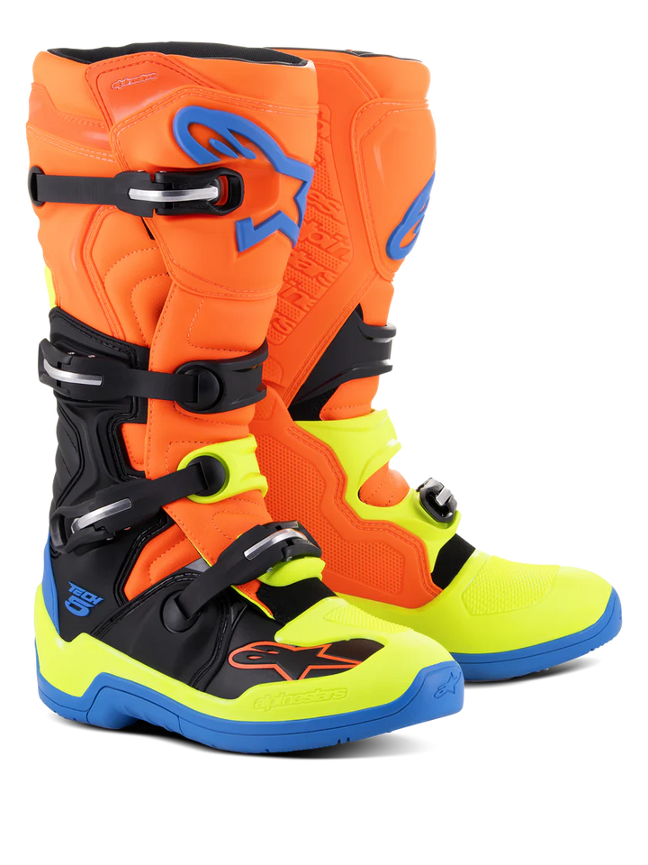 Alpinestars Tech 5 Boots - Orange Fluo/Enamel Blue/Yellow Fluo - CLOSEOUT