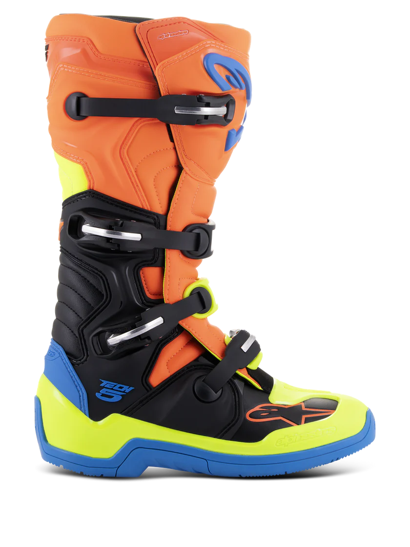 Alpinestars Tech 5 Boots - Orange Fluo/Enamel Blue/Yellow Fluo - CLOSEOUT